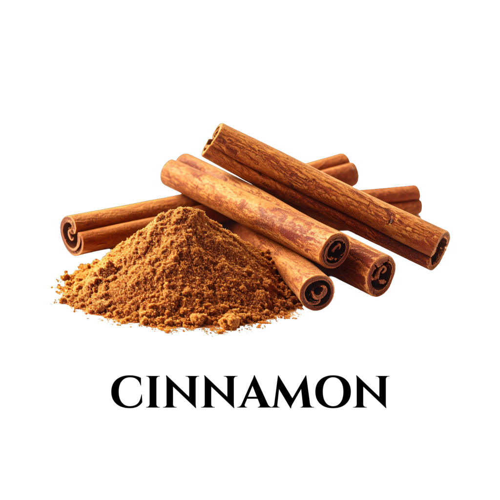 cinnamon sticks next to a small pile of powdered cinnamon